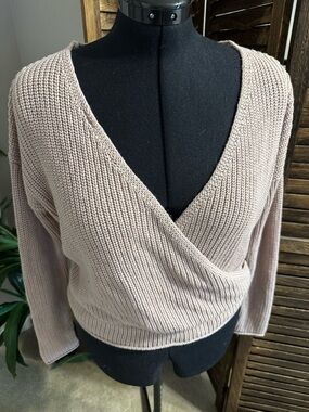 Soft Wrap V-Neck Sweater in Dusty Blush